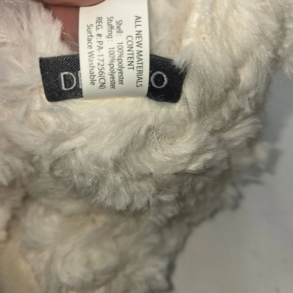 Demdaco White Plush Teddy Bear with Grey Cross Foot Baptism Christening Gift